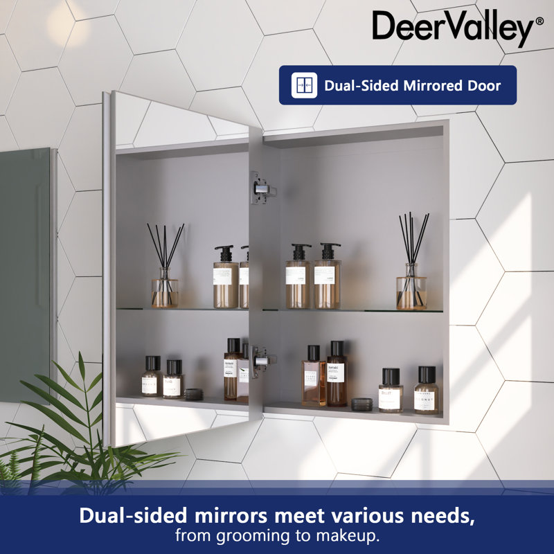 DeerValley 15'' W x 19'' H Recessed Frameless Medicine Cabinet with ...